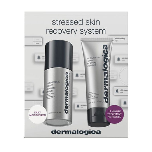 El sistema de recuperación de piel estresada de Dermalogica contiene una crema humectante con muchos antioxidantes y la mascarilla MultiVitamin Power Recovery Cream para el cuidado diario de la piel.