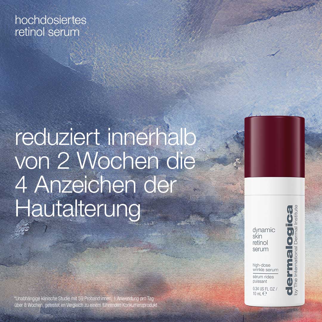 Das Good Night's Rest Set wird vor einem aquarellierten Hintergrund mit deutschem Text präsentiert, der die wirksame Hautpflege über Nacht und die verjüngende Wirkung hervorhebt.