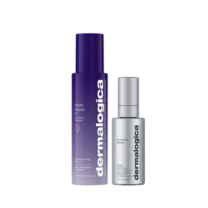 Das Phyto Nature e² Exosom Treatment und der FutureCode Booster von Dermalogica stehen zusammen für fortschrittliche Hautstraffung und verbesserte Ausstrahlung.